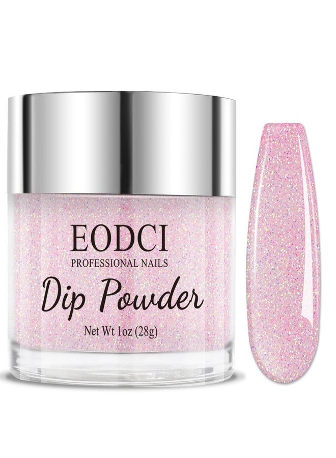 EODCI Dip Powder Glitter Pink Color, 1 Oz/28g Dipping Powder French Nail Art Starter Manicure Salon DIY at Home Glitter Odor-Free and Long-Lasting, No Need Nail Lamp Curing - Image 1